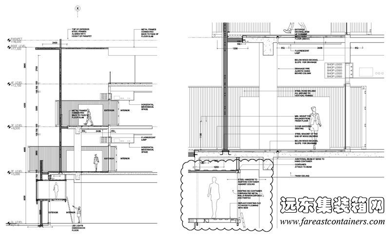 SANLITUN SOUTH 三里屯南區集裝箱建筑剖面圖