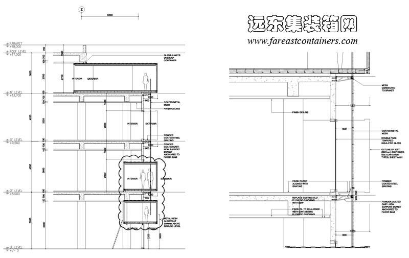SANLITUN SOUTH 三里屯南區集裝箱建筑剖面圖