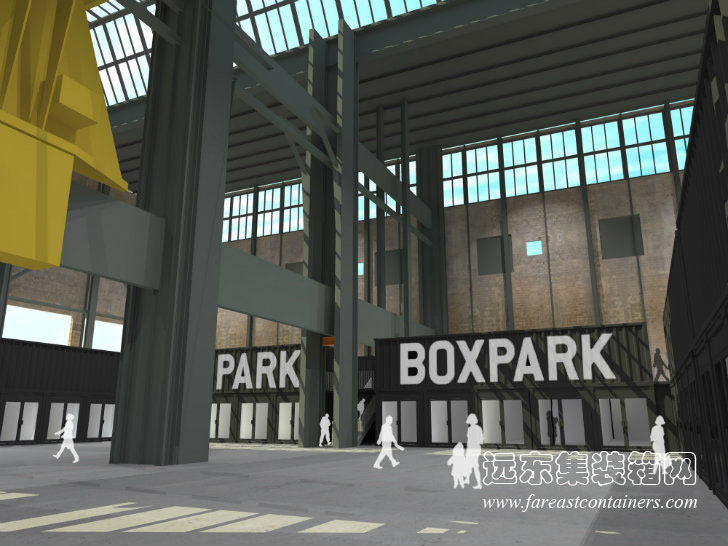 集裝箱大賣場Boxpark NDSM的內部效果圖