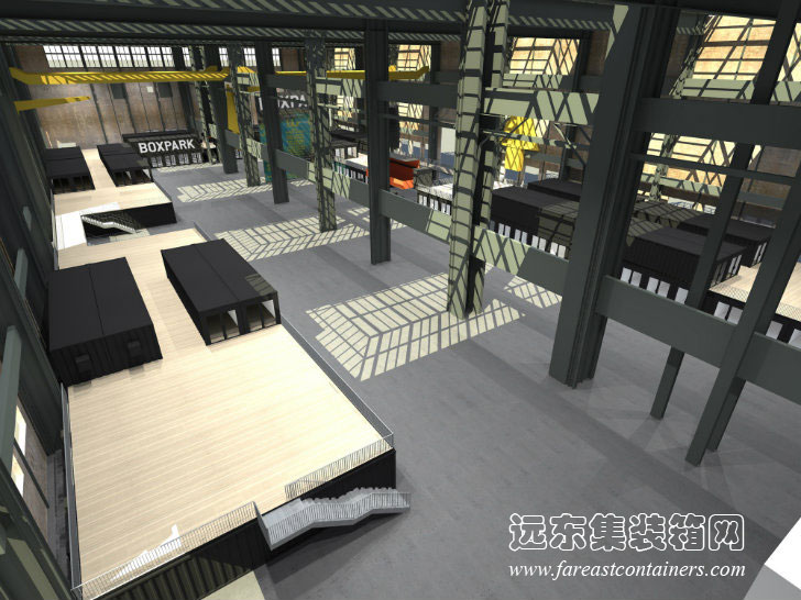 集裝箱大賣場Boxpark NDSM的內部效果圖